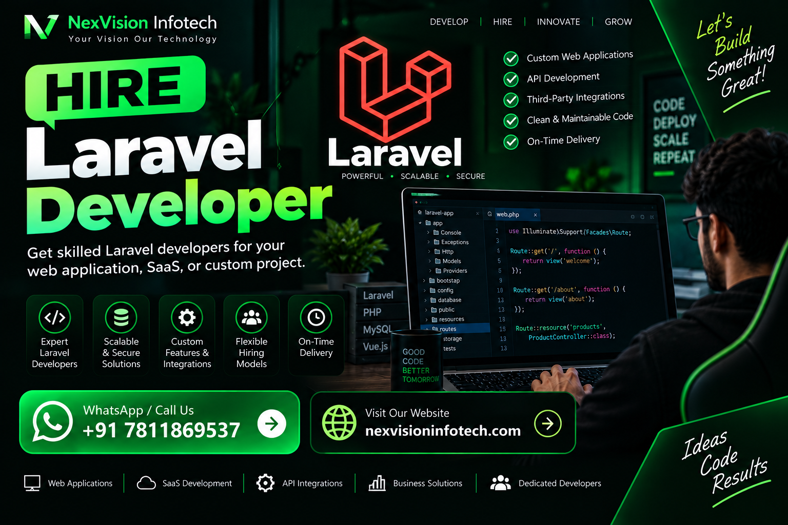 Hire Laravel Developer at Nexvision Infotech