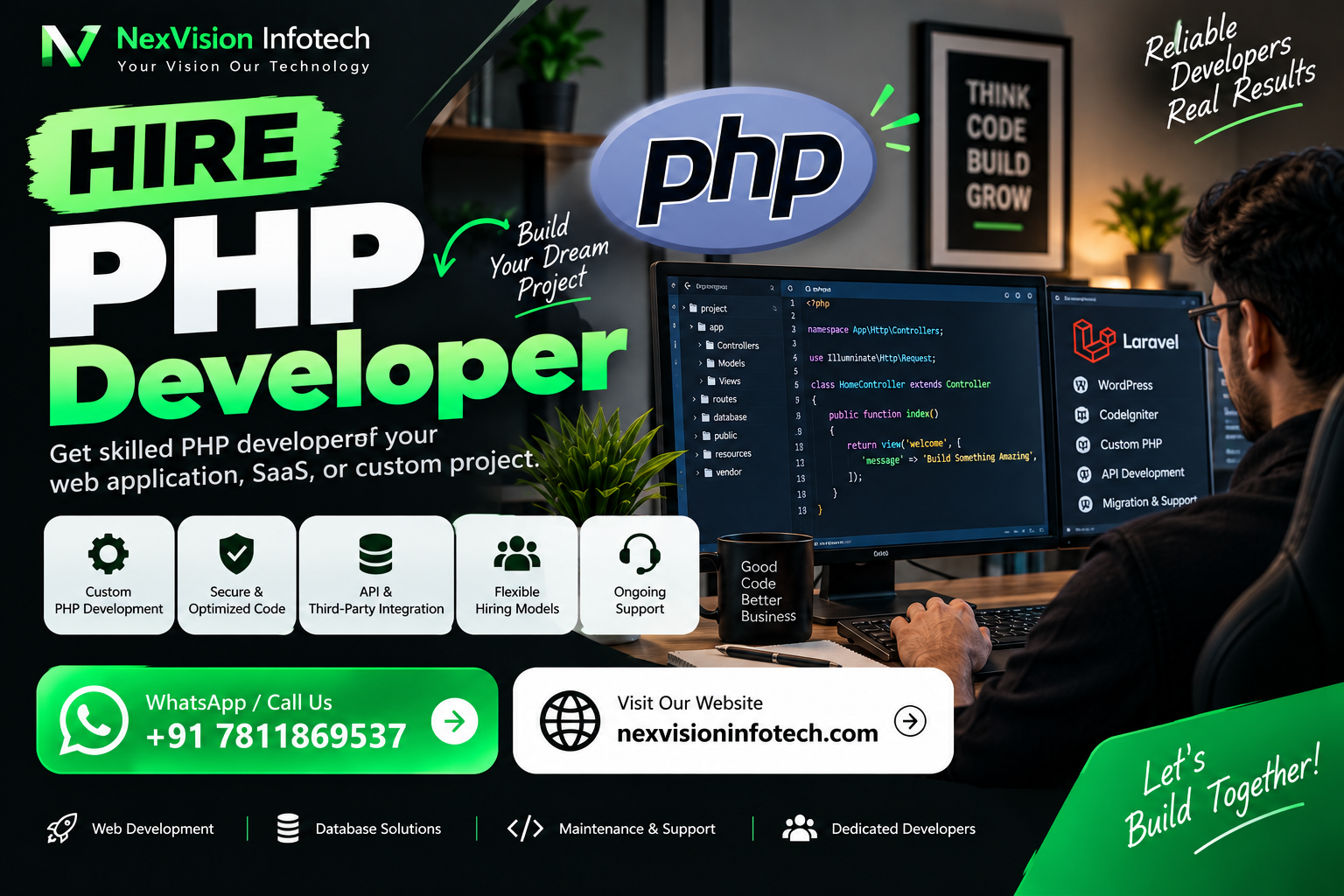 Hire PHP Developer at Nexvision Infotech