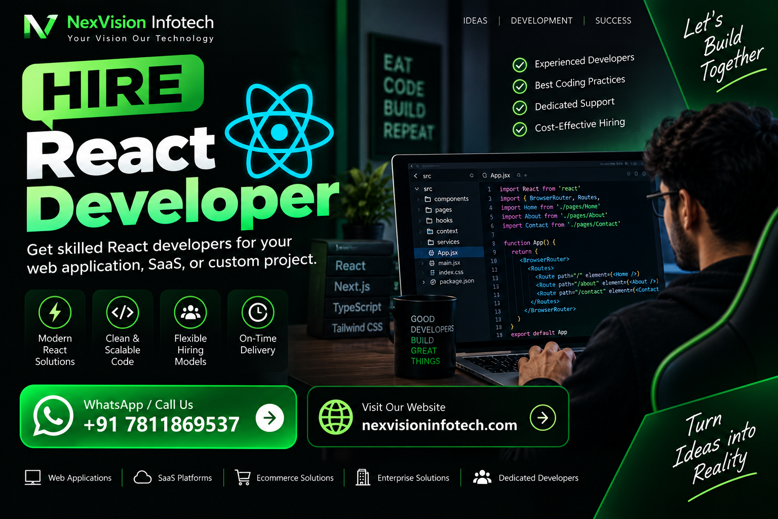 Hire React Developer at Nexvision Infotech